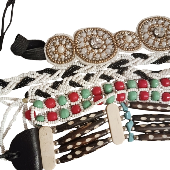 Mixed Lot of 4 Vintage BOHO Beaded Necklaces Colorful Native Headband + Chokers - Picture 5 of 5